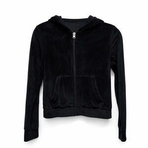 Abercrombie Kids Velour Black Zip-Up Hoodie